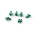 Green zinc plated sems screws with flat&spring washer